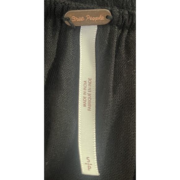 Free People Embroidered Oxford Swing Dress Tunic Black Small Floral Bohemian EUC - Picture 10 of 10